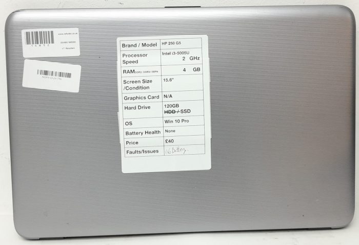 HP 250 G5 - Intel i3-5005U 2.0GHz - 4GB RAM - 15.6" - 120GB SSD - Windows 10 Pro - Image 4
