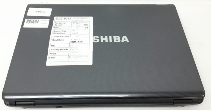 Toshiba Satellite L350-213 - AMD Athton x2 QL-64 2.1GHz - 3GB RAM - 17" - 120GB SSD - Windows 10 Home - Image 4