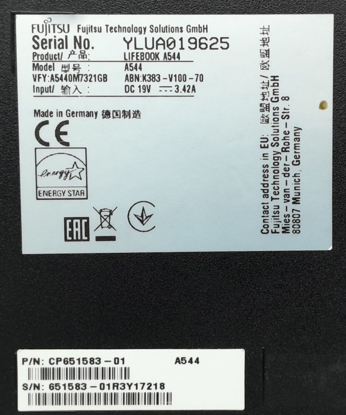 Fujitsu Lifebook A544 - i3-4000M 2.4GHz - 4GB Ram - 15.6" - 500GB HDD - Windows 10 Pro - Image 3