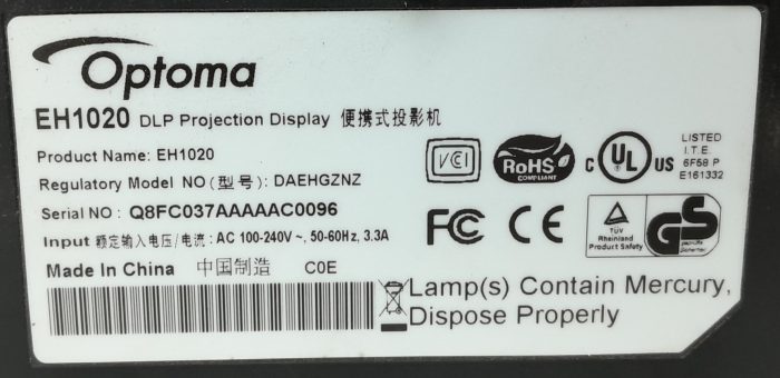 Optoma EH1020 HDMI VGA DLP Projector - Image 3