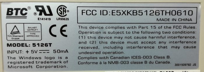 BTC 5126T PS/2 Keyboard - Image 3