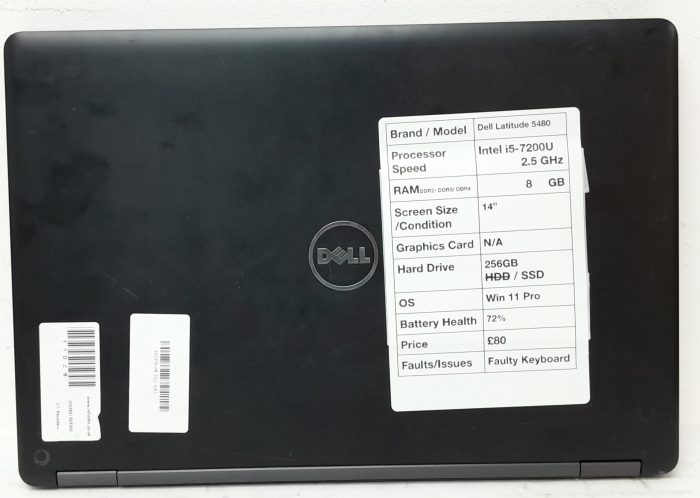 Dell Latitude 5480 - Intel i5-7200U 2.5GHz - 8GB Ram - 14" - 256GB SSD - Windows 11 Pro - Image 4
