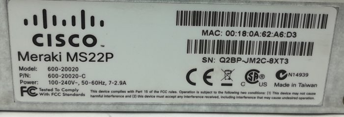 Cisco Meraki MS22P 24 Ports Managed Switch - Image 3
