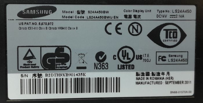 Samsung SyncMaster SA450 S24A450BW 24" DVI VGA Color Display Monitor - Image 3