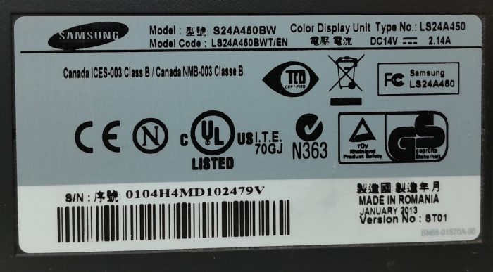 Samsung SyncMaster SA450 S24A450BW 24" DVI VGA Color Display Monitor - Image 3
