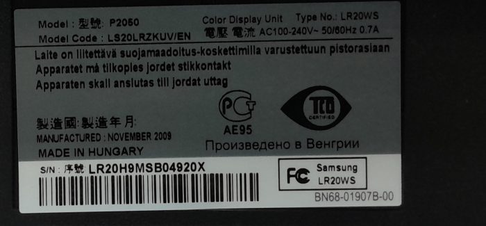 Samsung SyncMaster P2050 LS20LRZKUV/EN 20" DVI VGA Color Display Monitor - Image 3