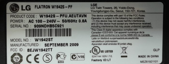 LG Flatron W1942S-PF W1942ST 19" VGA Monitor - Image 3