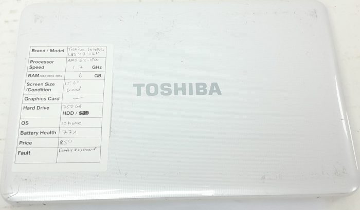 Toshiba Satellite L850D-12P - AMD E2-1800 1.7GHz - 6GB RAM - 15.6" - 750GB HDD - Windows 10 Home - Image 4