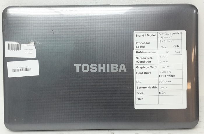 Toshiba Satellite Pro L850-1UJ - i3-3120M 2.5GHz - 4GB Ram - 15.6" - 500GB HDD - Windows 10 Home - Image 4