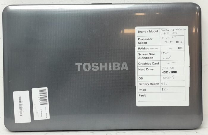 Toshiba Satellite Pro L850-1DV - i5-3210M 2.5GHz - 4GB Ram - 15.6" - 500GB HDD - Windows 10 Home - Image 4