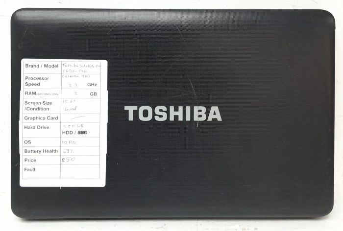Toshiba Satellite Pro C650-17G - Celeron 900 2.2GHz - 2GB RAM - 15.6" - 250GB HDD - Windows 10 Pro - Image 4