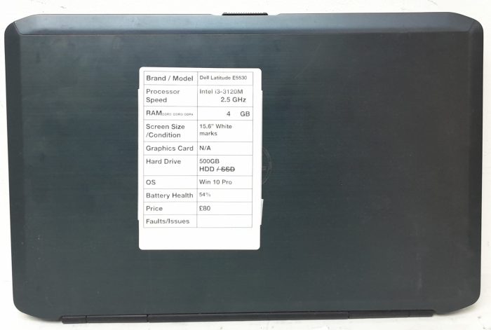 Dell Latitude E5530 - Intel i3-3120M 2.5GHz - 4GB RAM - 15.6" - 500GB HDD - Windows 10 Pro - Image 4