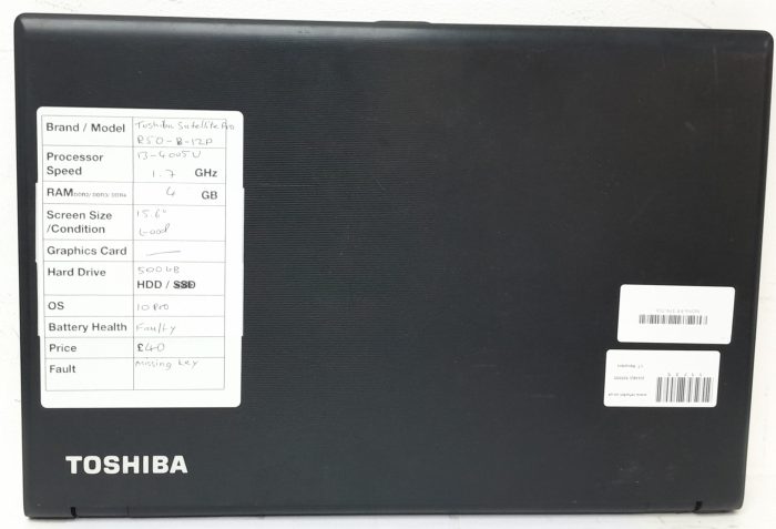 Toshiba Satellite Pro R50-B-12N - i3-4005U 1.7GHz - 4GB RAM - 15.6" - 500GB HDD - Windows 10 Pro - Image 5