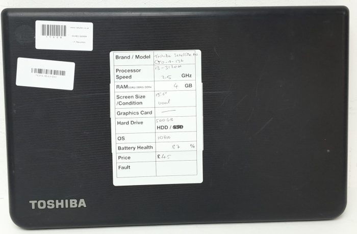 Toshiba Satellite Pro C50-A-136 - i3-3120M 2.5GHz - 4GB RAM - 15.6" - 500GB HDD - Windows 10 Pro - Image 4