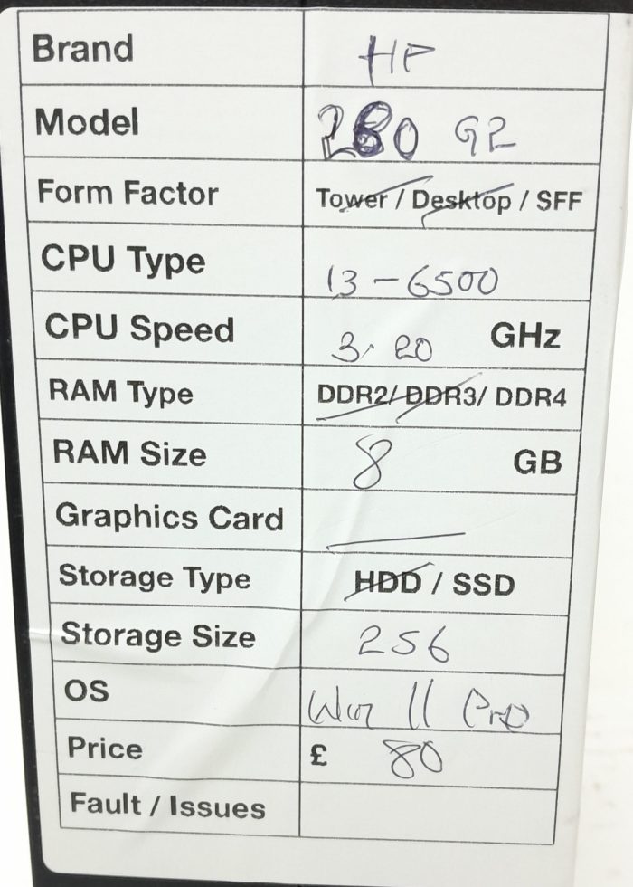 HP 280 G2 - SFF - i3-6500 3.20GHz  - 8GB RAM - 256GB SSD - Windows 11 Pro - Image 3