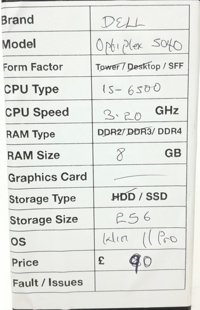 Dell OptiPlex 5040 - SFF - i5-6500 3.20GHz - 8GB RAM - 256GB SSD - Windows 11 Pro - Image 3