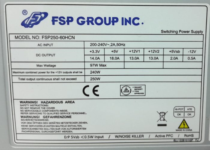 FSP Group Inc FSP250-60HCN 250W Switching Power Supply Unit - Image 3
