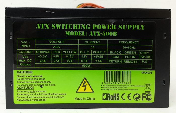 ATX ATX-500B 500W Switching Power Supply Unit - Image 2