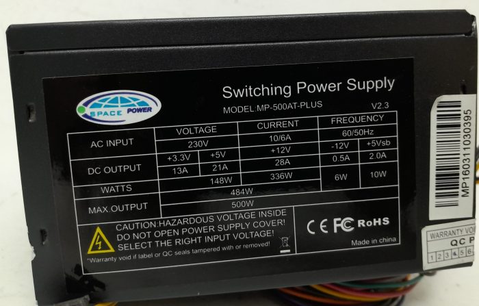 Space Power MP-500AT-PLUS 500W Switching Power Supply Unit - Image 3