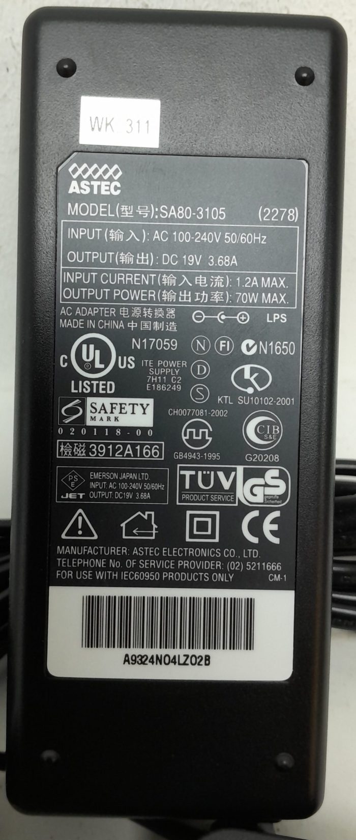 Astec SA80-3105 Laptop Charger - Image 4