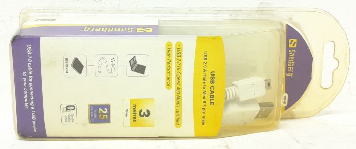 Job Lot x4 Sandberg 508-48 USB 2.0 Hi-Speed A Male to Mini B 5 Pin Male Cable - Image 2