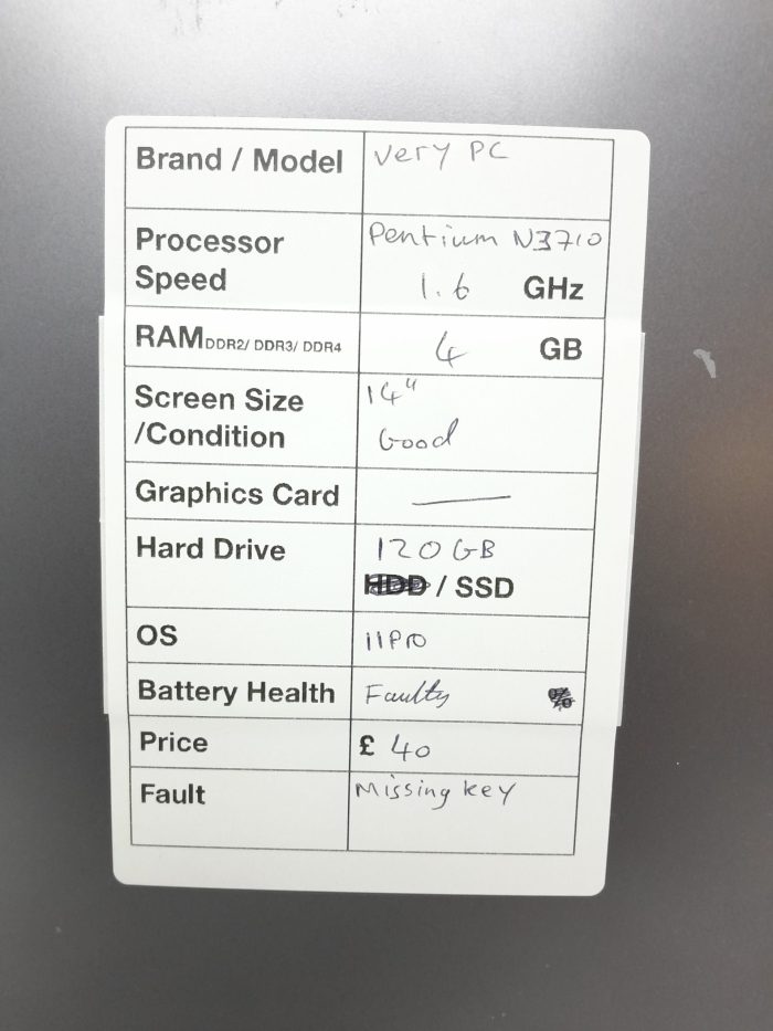 Cleevo Very PC N240LU - Pentium N3710 1.6GHz - 4GB Ram - 14" - 120GB SSD - Windows 11 Pro - Image 3
