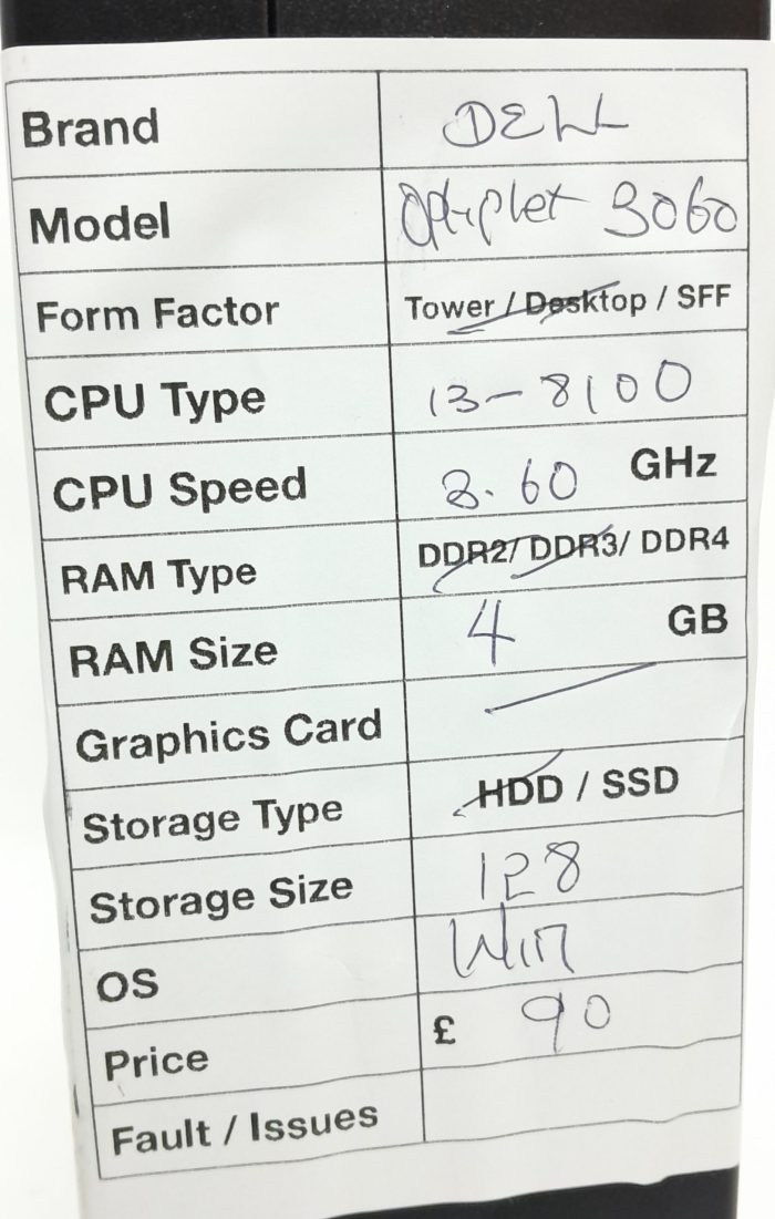 Dell OptiPlex 3060 - SFF - i3-8100 3.60Ghz - 4GB RAM - 128GB SSD - Windows 11 Pro - Image 3