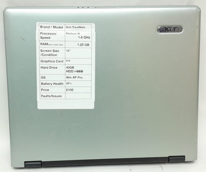 Acer TravelMate 4050 Series CL51 - Pentium M 1.6GHz - 1.25GB Ram - 15" - 40GB HDD - Windows XP Pro - Image 4