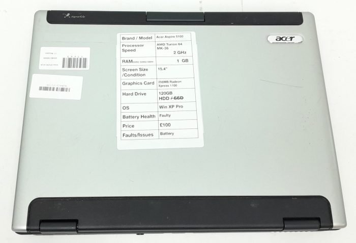 Acer Aspire 5100 Series BL51 - AMD Turion 64 MK-36 2GHz -1GB Ram - 15.4" - 120GB HDD - Windows XP Pro - Image 4