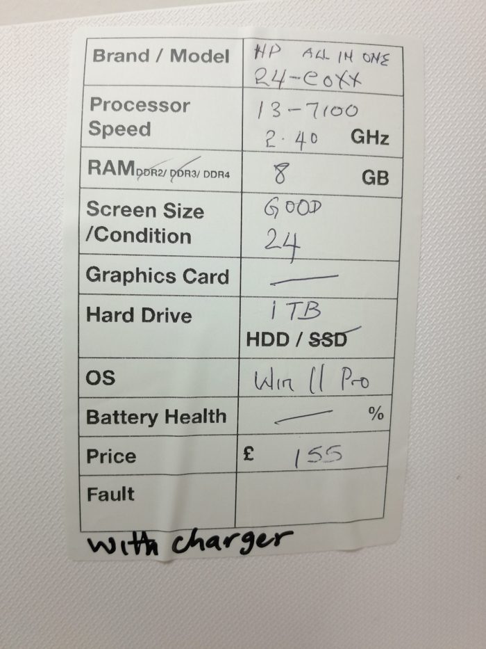 HP 24-e035na - i3-7100 2.4GHz - 8GB Ram - 24" - 1TB HDD - Windows 11 Pro - Image 3