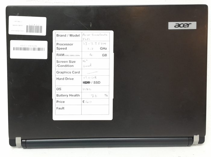Acer TravelMate 8481 Series P4VC0 - i3-2357M 1.3GHz - 4GB Ram - 14" - 120GB SSD - Windows 10 Pro - Image 4