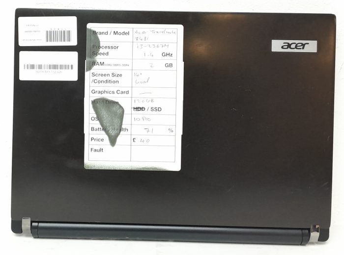 Acer TravelMate 8481 Series P4VC0 - i3-2367M 1.4GHz - 2GB Ram - 14" - 120GB SSD - Windows 10 Pro - Image 4