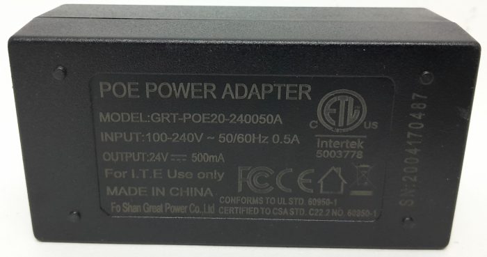 Intertek GRT-POE20-240050A PoE Power Adapter - Image 3