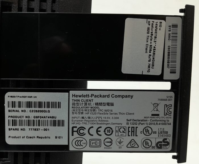 HP t520 - SFF - AMD GX-212JC 1.2GHz - 4GB - 8GB SSD - ThinProOS T7x71018 SP12 - Image 4