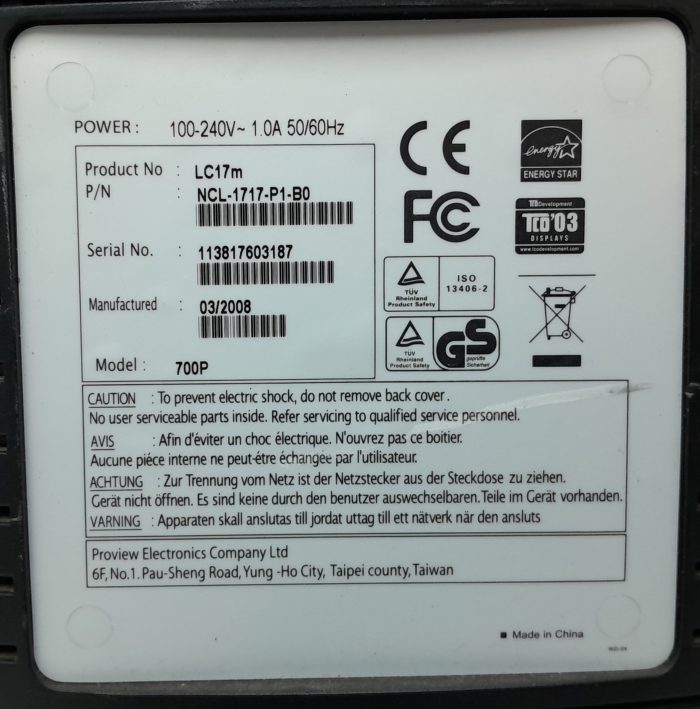 Nec Monitor 17" 700P (LC17m) VGA - Image 3