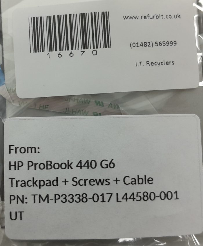 HP ProBook 440 G6 Trackpad + Screws + Cable PN: TM-P3338-017 L44580-001 UT - Image 3
