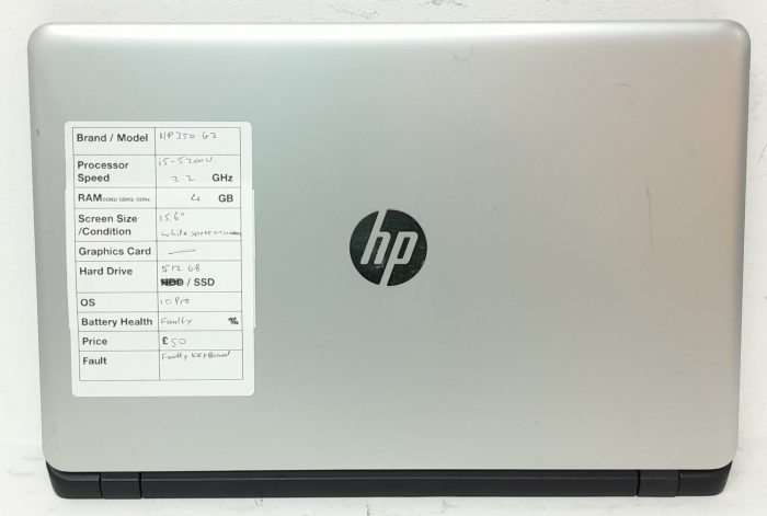 HP 350 G2 - i5-5200U 2.2GHz - 4GB Ram - 15.6" - 512GB SSD - Windows 10 Pro - Image 4