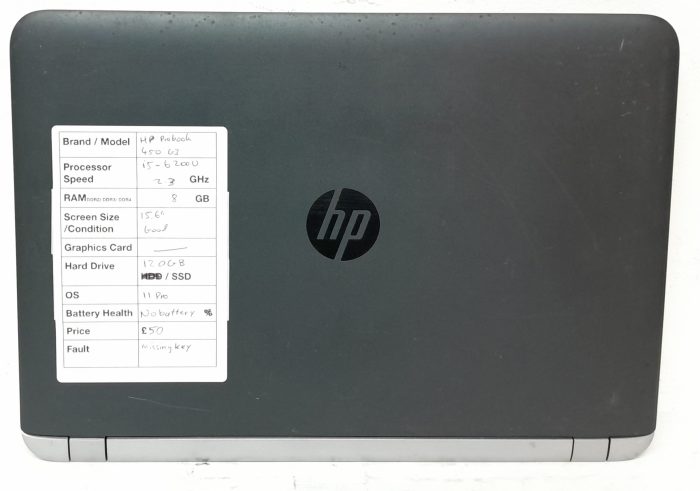HP Probook 450 G3 - i5-6200U 2.3GHz - 8GB - 15.6" - 120GB SSD - Windows 11 Pro - Image 4