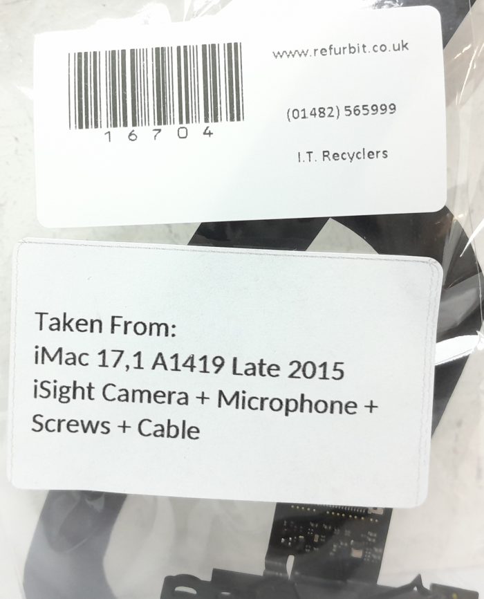 Apple A1419 iMac 17.1 Late 2015 iSight Camera + Microphone + Screws + Cable - Image 3