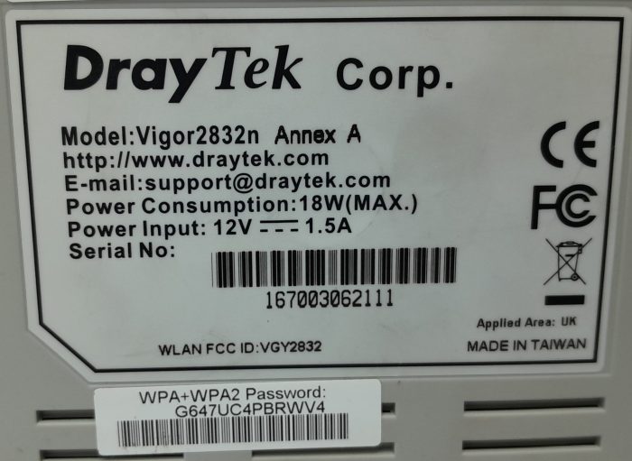 Draytek Vigor2832n Annex A ADSL2+ Security Firewall - Image 3