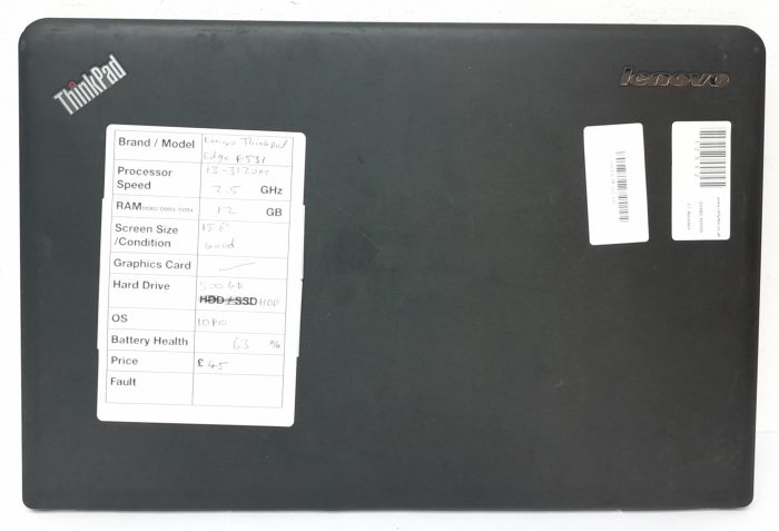 Lenovo ThinkPad Edge E531 - i3-3120M 2.5GHz - 12GB Ram - 15.6" - 500GB HDD - Windows 10 Pro - Image 4
