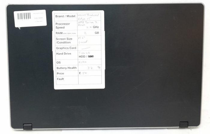 Lenovo Thinkpad Edge 15 - AMD Turion 2 P540 2.4GHz - 2GB Ram - 15.6" - 500GB HDD - Windows 10 Pro - Image 4