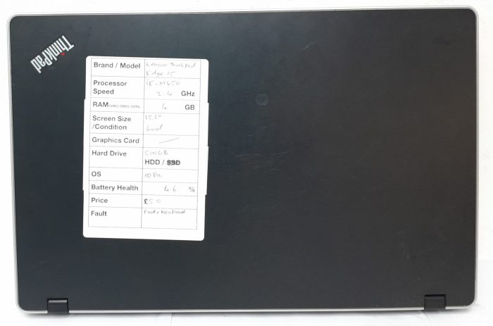 Lenovo Thinkpad Edge 15 15.6" Laptop i5 4GB 500GB Win 10 Pro - 16835 - Image 4