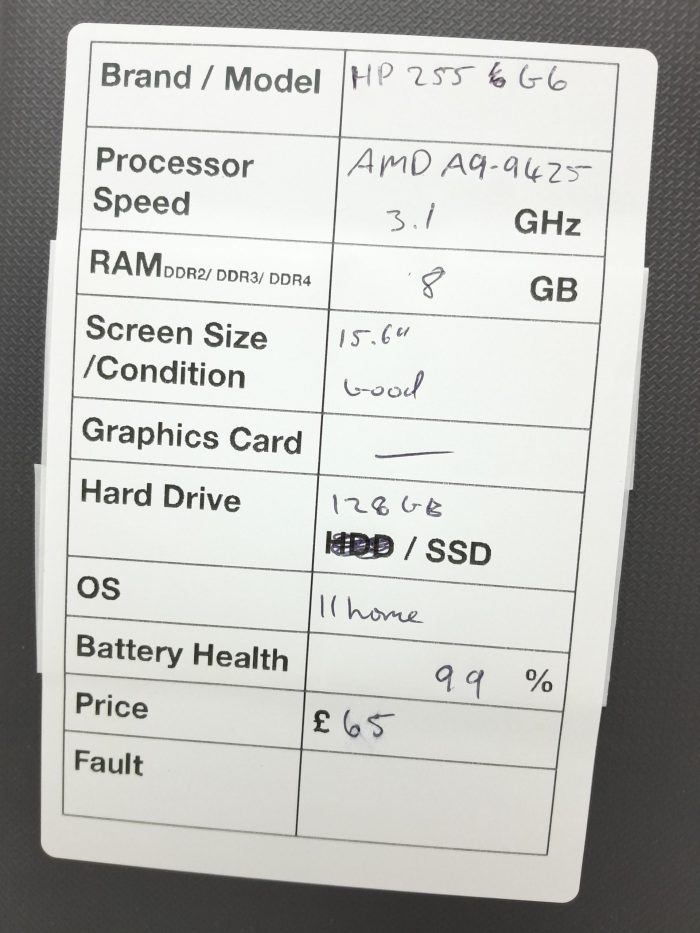 Cheap Laptop - HP 255 G6 - AMD A9-9425 3.1GHz - 8GB - 15.6" - 128GB SSD - Windows 11 Home - Image 3