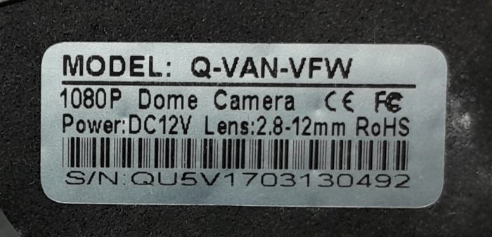 Quis Q-VAN-VFW 1080P Dome Camera - Image 3