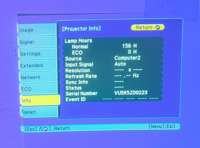 Epson H692B EB-X27 VGA HDMI LCD Projector 156 Lamp Hours Used - Image 2