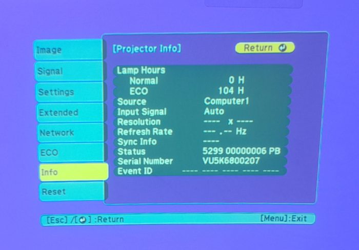 Epson H692B EB-X27 VGA HDMI LCD Projector 104 Lamp Hours Used #16462 - Image 2