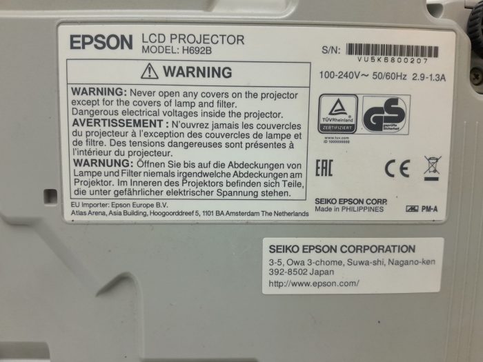 Epson H692B EB-X27 VGA HDMI LCD Projector 104 Lamp Hours Used #16462 - Image 3