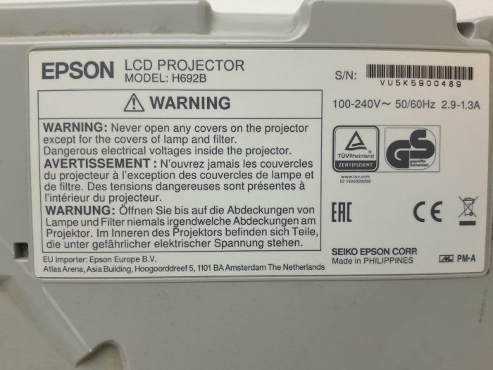 Epson H692B EB-X27 VGA HDMI LCD Projector 4175 Lamp Hours Used - Image 3