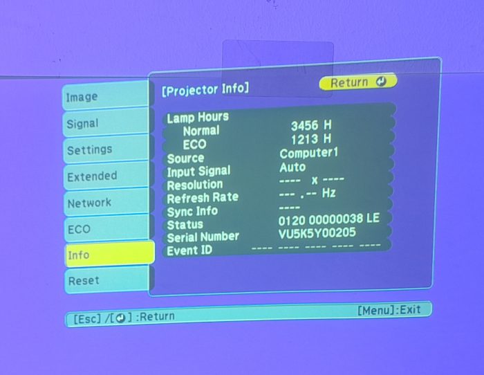 Epson H692B EB-X27 VGA HDMI LCD Projector 4669 Lamp Hours Used - Image 2